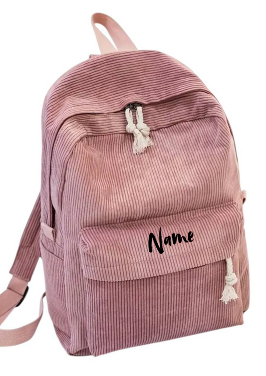 Kindergartenrucksack Cordoptik Rosa – personalisierbar mit Namen | Kita-Rucksack für Mädchen