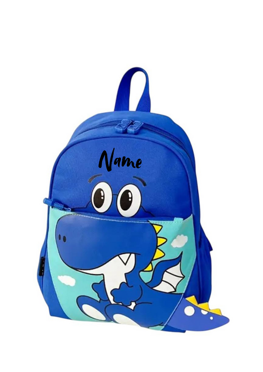 Kindergartenrucksack Dino Blau – personalisierbar mit Namen | Kinder-Rucksack für Kita & Ausflüge