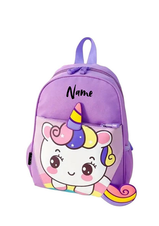 Kindergartenrucksack Katze Lila 🐱 | Personalisiert mit Namen | Süßer Kinderrucksack für Kita & Vorschule