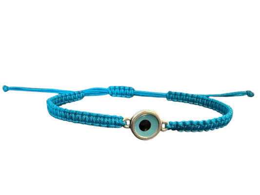 Makramee-Armband mit Auge-Anhänger – handgefertigt, verstellbar & personalisierbar | Schutz & Stil (S5)