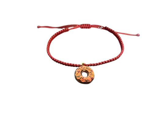 Handgefertigtes Makramee-Armband mit goldfarbenem Donut-Anhänger – personalisierbar & verstellbar | Symbolischer Schmuck für Damen & Herren (G3)