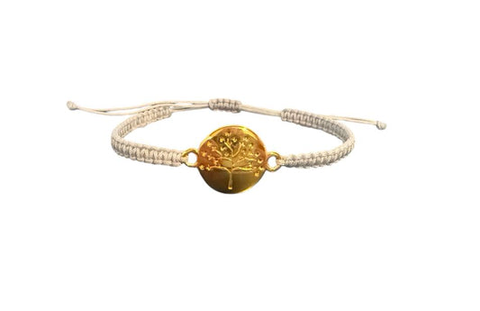 Handgefertigtes Makramee-Armband mit goldfarbenem Lebensbaum-Anhänger – personalisierbar & verstellbar | Symbolischer Schmuck für Damen & Herren (G5)