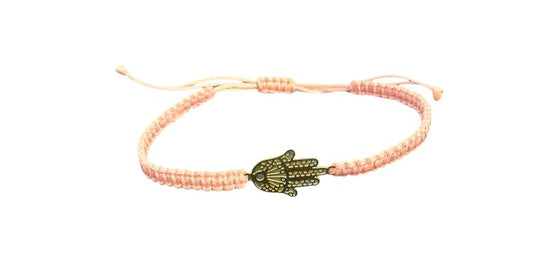 Handgefertigtes Makramee-Armband mit goldfarbener Hand der Fatima – personalisierbar & verstellbar | Symbolischer Schmuck für Damen & Herren (G8)