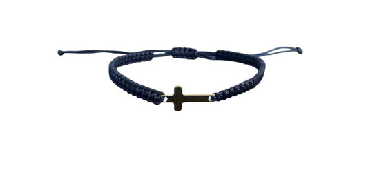 Handgefertigtes Makramee-Armband mit goldfarbenem Kreuz – personalisierbar & verstellbar | Symbolischer Schmuck für Damen & Herren (G9)