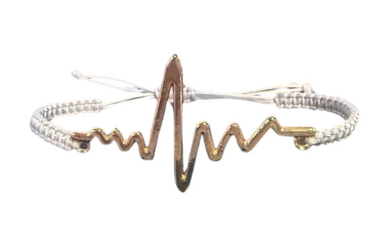 Handgefertigtes Makramee Armband „Lebenslinie“ – Grau & Roségold | Symbol für Stärke & Verbindung
