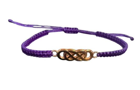 Makramee Armband „Infinity“ – Lila & Roségold | Handgemachtes Symbolarmband für unendliche Verbundenheit