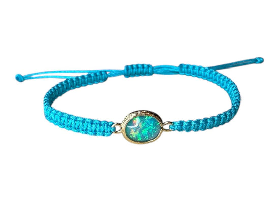 Makramee Armband „Rosentraum“ – Rosa Band & Rosegold Anhänger mit Türkis Glasstein (15x10mm)