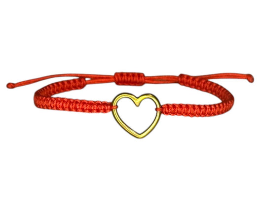 Handgefertigtes Makramee-Armband mit bronzefarbenem Herz – Individuell anpassbar in Farbe & Größe (B3)