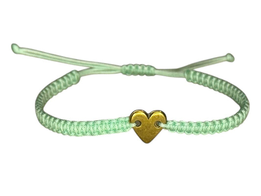 Makramee-Armband mit bronzefarbenem Herz – Handgefertigt, anpassbar in Farbe & Größe (B4)