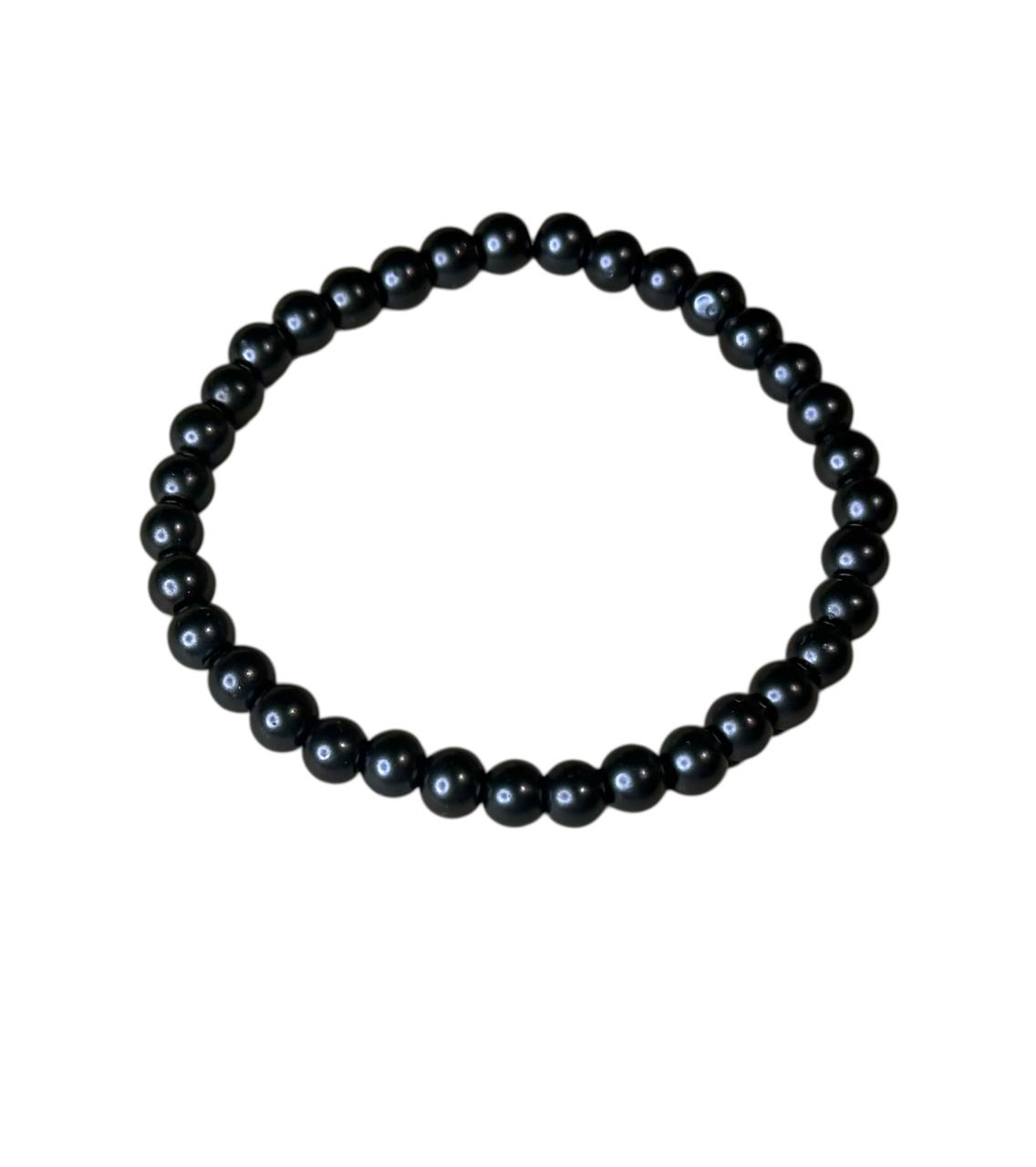 Handgefertigtes dunkelblaues Glaswachsperlenarmband – Personalisiert mit Namen oder ohne – Elastisch & in verschiedenen Größen (XS bis XL) (005)