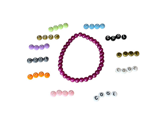 Handgefertigtes Perlenarmband – Pink Glitzer – Personalisierbar mit Wunschname – Elastisch & Individuell (017)