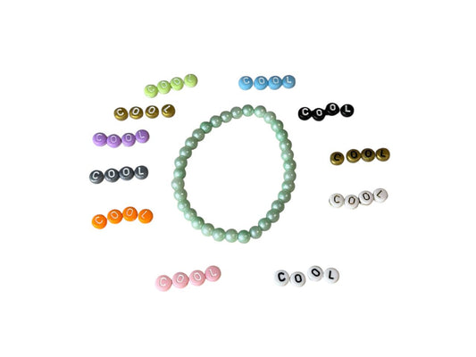 Perlenarmband Mintgrün Glitzer – Handgemacht & Personalisierbar – Elastisch in 5 Größen (020)