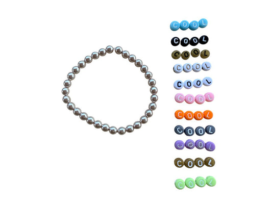 Champagner Glaswachsperlen Armband – Handgemacht & Personalisierbar – Elastisch in 5 Größen (025)