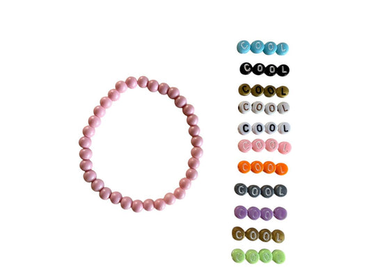 Rosa Acrylperlen Armband – Handgemacht & Personalisierbar – Elastisch in 5 Größen (029)