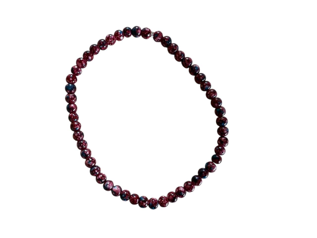 Handgemachtes Glasperlen-Armband in Pink – Personalisierbar mit Wunschname – Elastisch in 5 Größen (036)