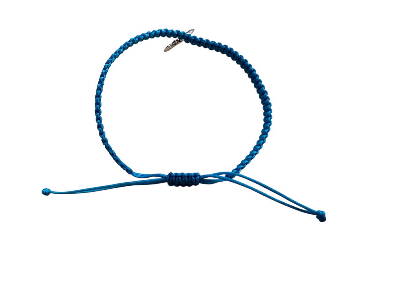 Handgefertigtes Makramee Armband „Anker“ – Blau & Silber Anhänger (15x15mm)