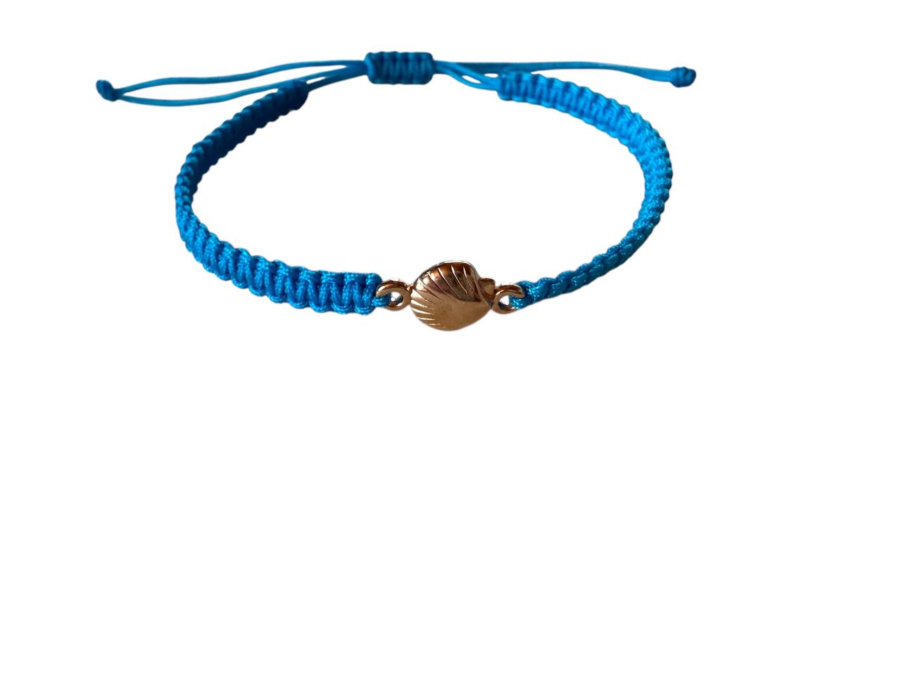 🐚 Handgefertigtes Makramee-Armband mit Muschel-Anhänger in Roségold – 38 Farben, verstellbar (R17)