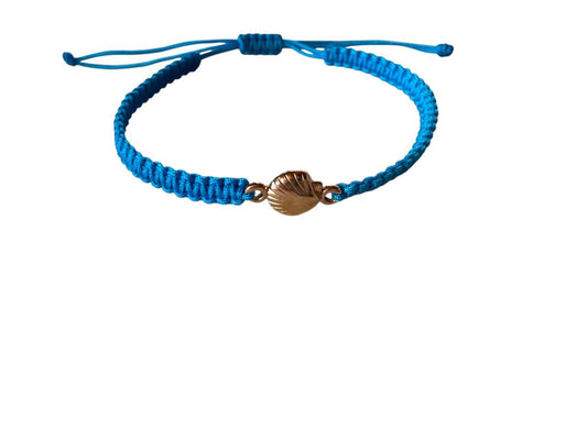 🐚 Handgefertigtes Makramee-Armband mit Muschel-Anhänger in Roségold – 38 Farben, verstellbar (R17)
