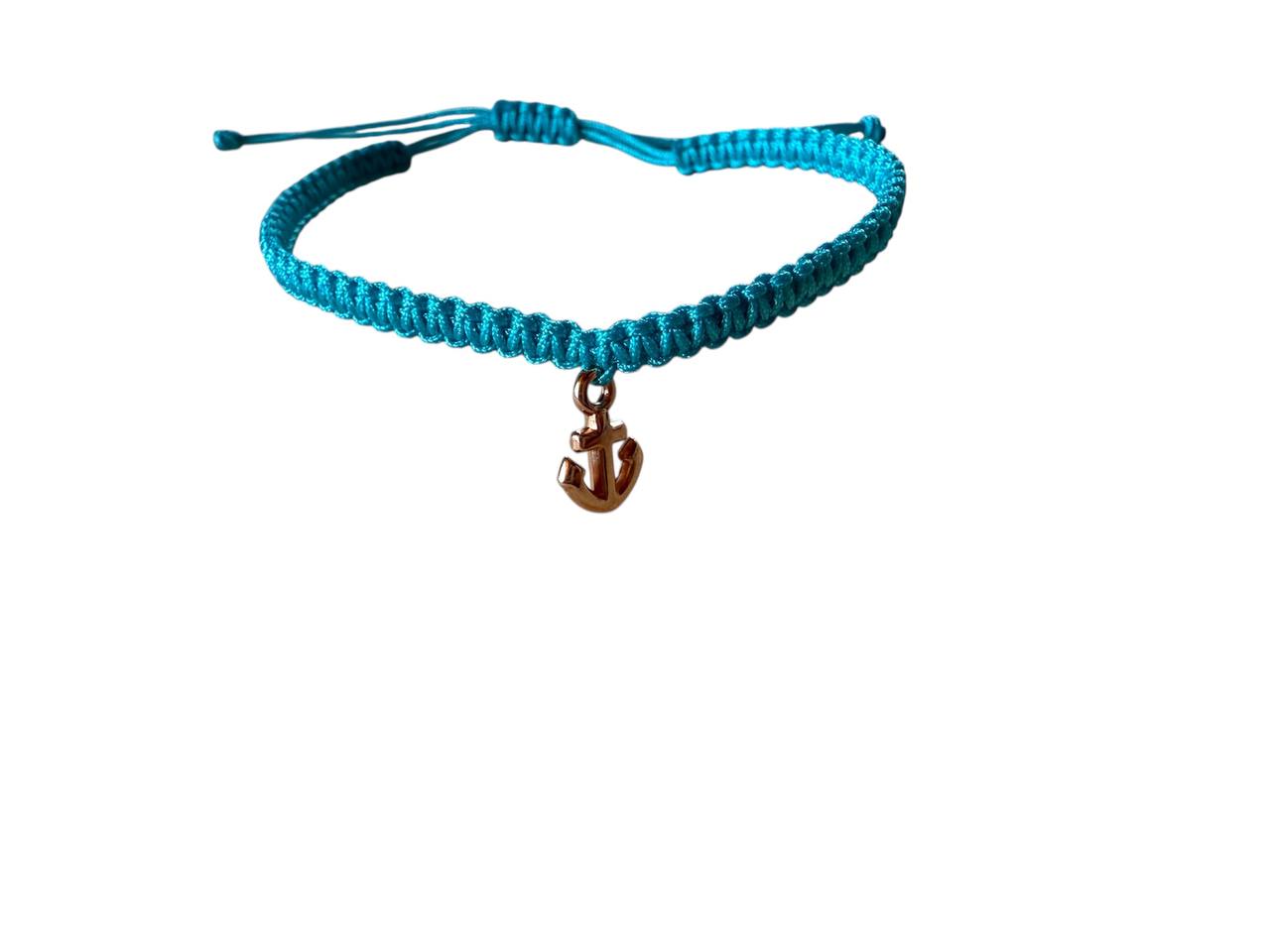 ⚓ Handgefertigtes Makramee-Armband mit Anker-Anhänger in Roségold – 38 Farben, verstellbar (R18)
