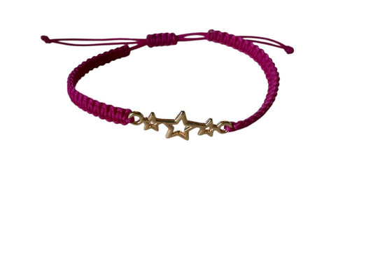🌟 Handgefertigtes Makramee-Armband mit Roségold-Anhänger „Sterne“ – 38 Farben, verstellbar (R21)