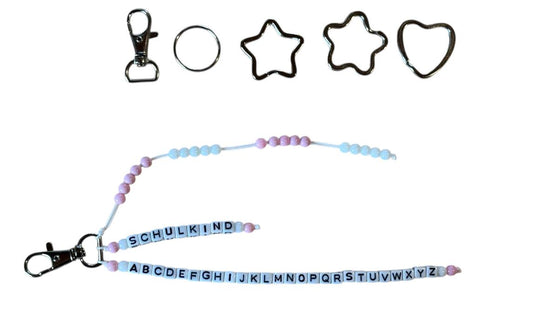 🌸 Personalisierte ABC-/Rechenkette – Rosa & Weiß – Einschulungsgeschenk mit Wunschname