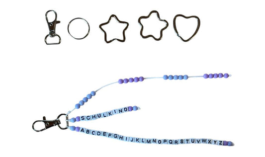 🌈 Personalisierte ABC-/Rechenkette – Flieder & Lila – Handgefertigt mit Wunschname – Geschenk zur Einschulung