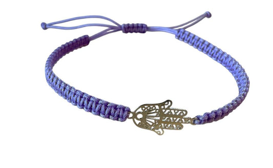 Makramee Armband Hand der Fatima ✨ Fliederfarben – Schutz & Stil vereint