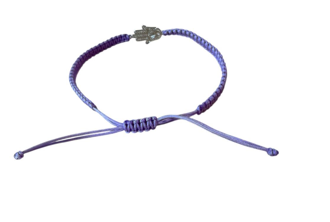 Makramee Armband Hand der Fatima ✨ Fliederfarben – Schutz & Stil vereint