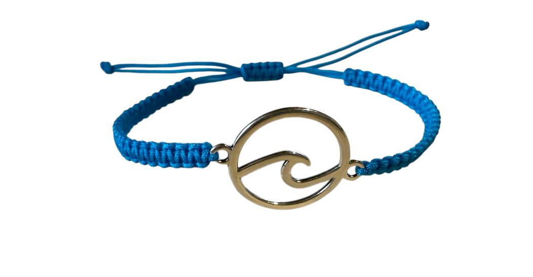 Makramee Armband Welle 🌊 | Handgemacht in Blau & Silber | Verstellbar 16–20 cm