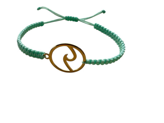 Makramee Armband Welle Gold – Handgemacht – Personalisierbar – Verstellbar – Boho Schmuck (G24)