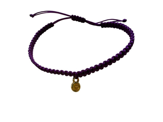 Makramee Armband mit Herz – Rundanhänger Gold – Handgemacht – 38 Farben – 5 Größen (G25)