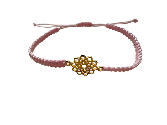 Makramee Armband mit Mandala Anhänger Gold – Handgemacht – Verstellbar – Spiritueller Schmuck – In vielen Farben & Größen (G27)