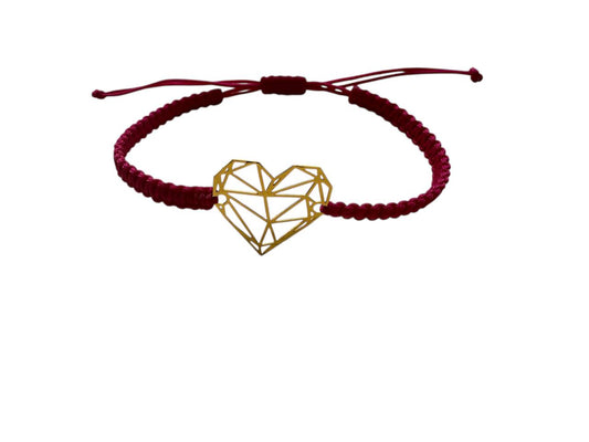 Makramee Armband Herz Gold – Handgemacht – Wunschfarbe & Größe – Symbol der Liebe – Geschenkidee – LiSoEl (G28)