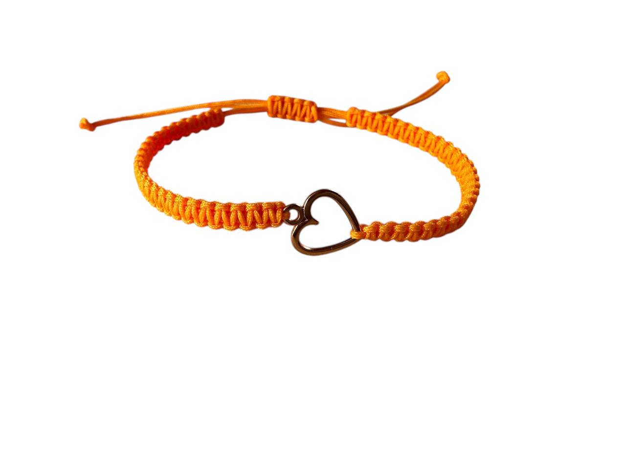 Makramee Armband mit Herzanhänger – Roségold | 38 Farben & 5 Größen verfügbar (R23)