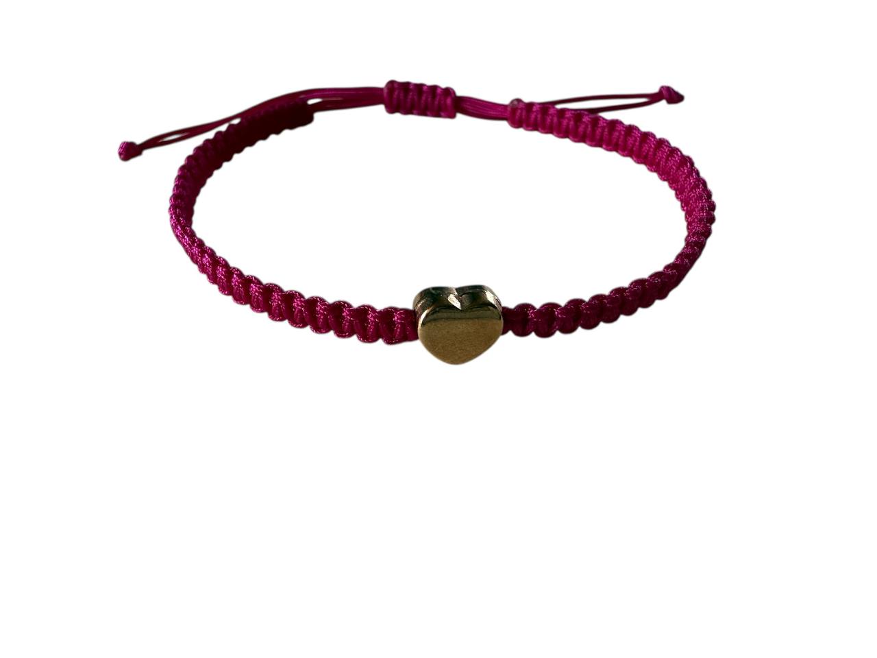 Makramee Armband Herz Roségold – Handgefertigt & personalisierbar | 5 Größen & 38 Farben (R27)