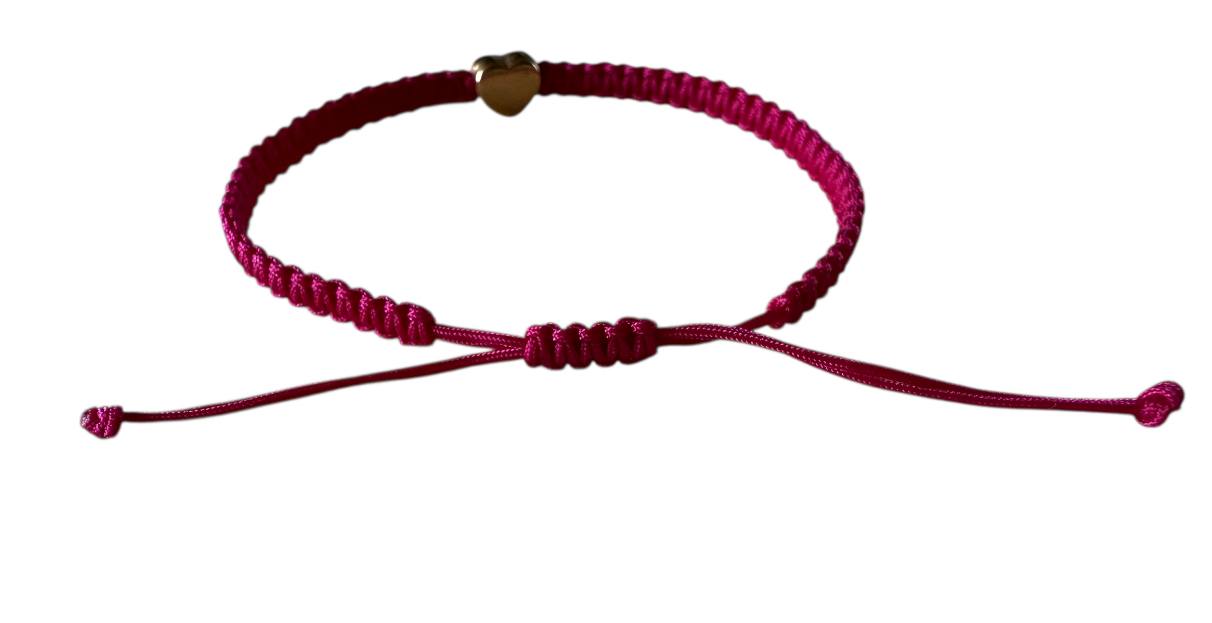 Makramee Armband Herz Roségold – Handgefertigt & personalisierbar | 5 Größen & 38 Farben (R27)