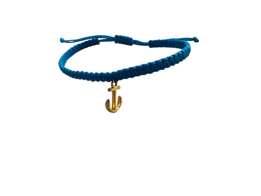 Handgemachtes Makramee Armband mit goldenem Anker – in 38 Farben & 5 Größen wählbar (G38)