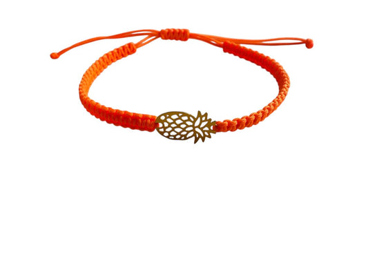 Makramee Armband mit Goldener Ananas 🍍 | Handgemacht | Verschiedene Größen & Farben (G45)