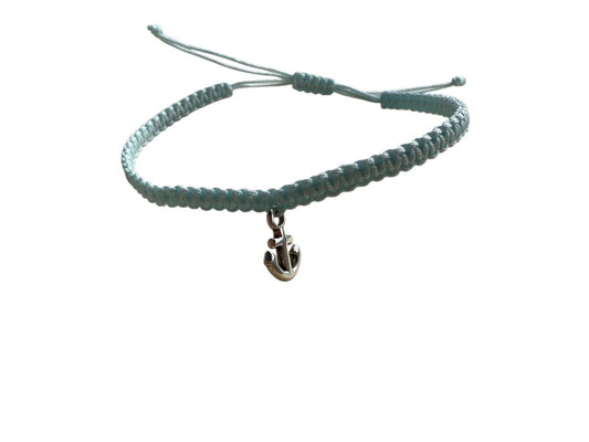 Handgefertigtes Makramee Armband mit Silber Anker ⚓ | 38 Farben | Verstellbar 12-20cm (S51)