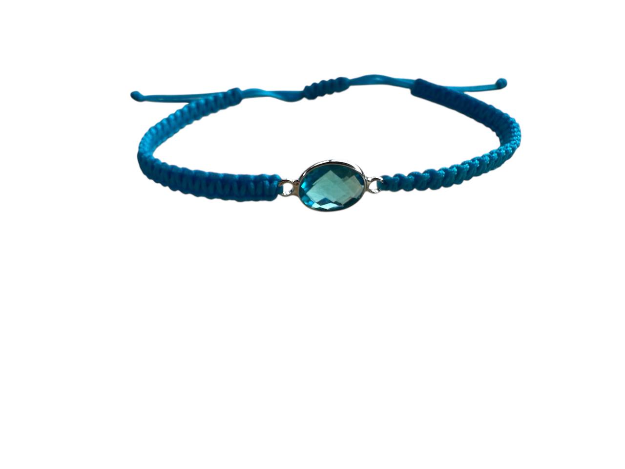 Handgefertigtes Makramee Armband Blau mit Silber Anhänger & Blauem Glas ✨