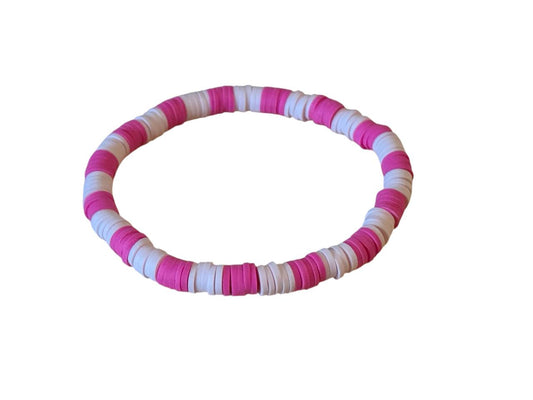 Elastisches Perlenarmband Rosa & Pink – Handgemacht mit Tonperlen | Boho Style