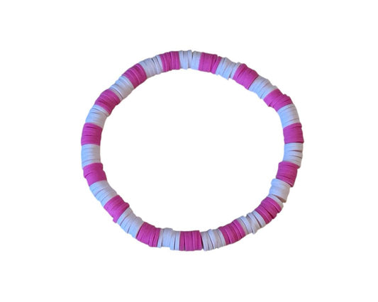 Handgemachtes Perlenarmband Rosa & Pink – Elastisch mit Tonperlen | Boho Schmuck