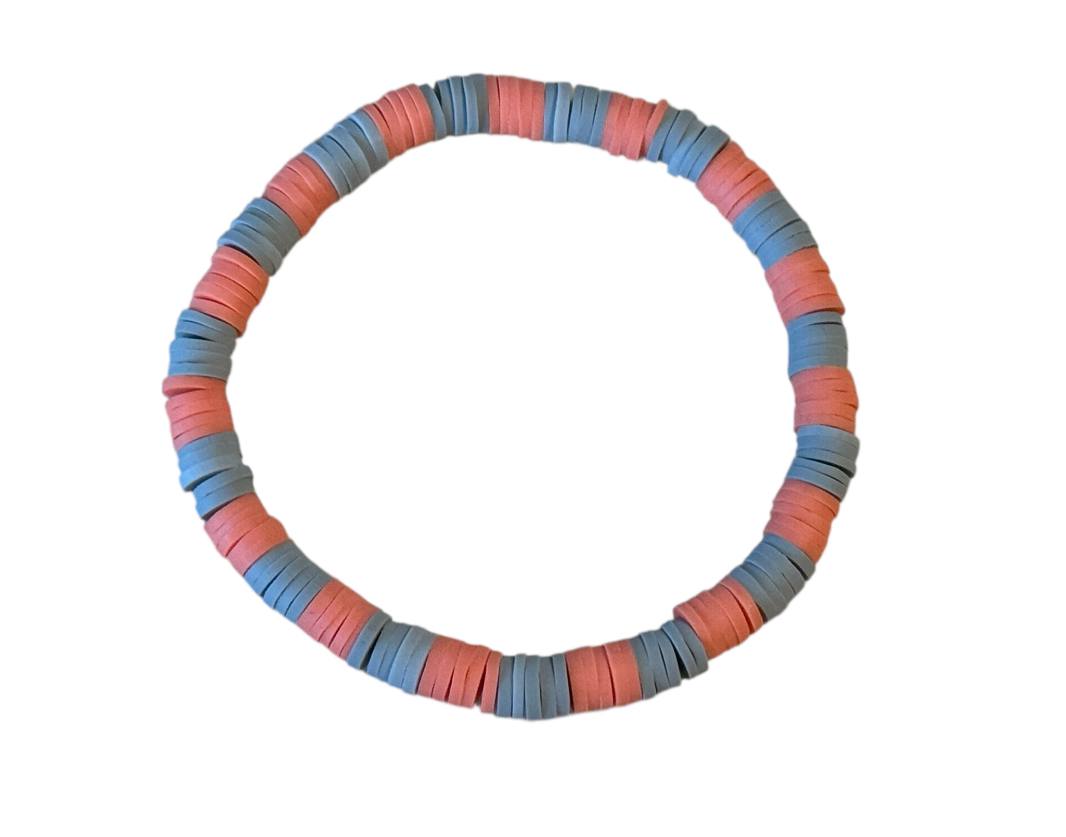 Handgemachtes Perlenarmband Orange & Grau – Elastisches Armband aus Tonperlen in Wunschgröße