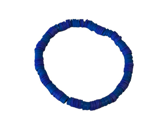 Handgemachtes Perlenarmband aus Ton – Lila & Blau – Elastisch – 16cm Umfang