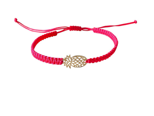 Makramee Armband mit Ananas-Anhänger in Silber – Handgemachter Boho Schmuck in Wunschfarbe