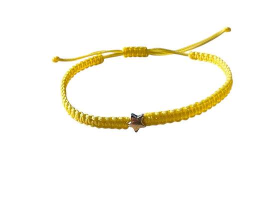 Makramee Armband mit Stern ⭐ – handgefertigt & verstellbar, silberfarbener Anhänger