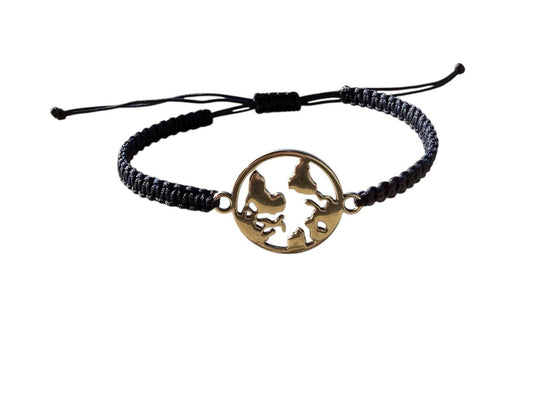 Handgefertigtes Makramee Armband mit Weltkarte 🌍 38 Farben, Verstellbar XS-XL