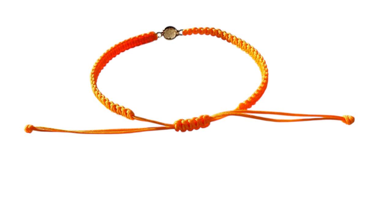 Handgefertigtes Makramee Armband Orange mit Silberanhänger & transparentem Glas 🌟 Verstellbar 16-20cm