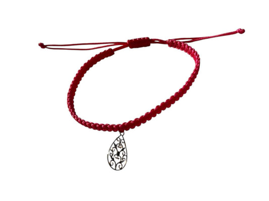Handgefertigtes Makramee Armband Pink mit Silber-Mandala Anhänger – Tropfen-Design, verstellbar 16-20cm ✨