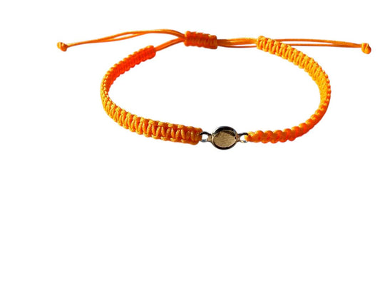 Handgefertigtes Makramee Armband Orange mit Silberanhänger & transparentem Glas 🌟 Verstellbar 16-20cm